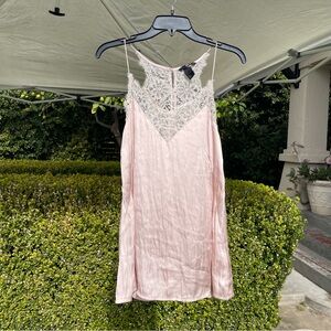 H&M Pink and White Lace Tank Top